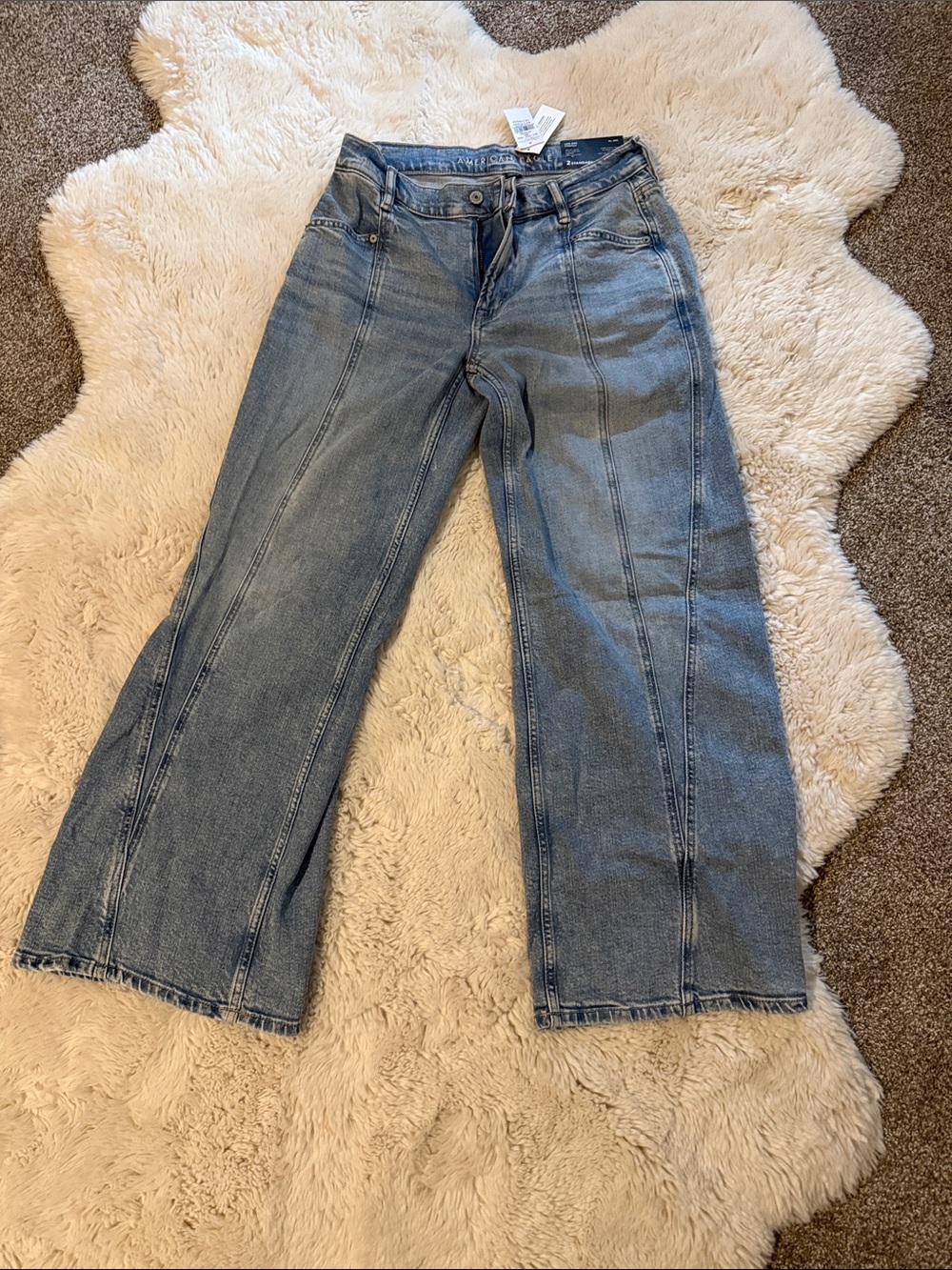 American Eagle Outfitters Light Blue Wide-Leg Panel Jeans